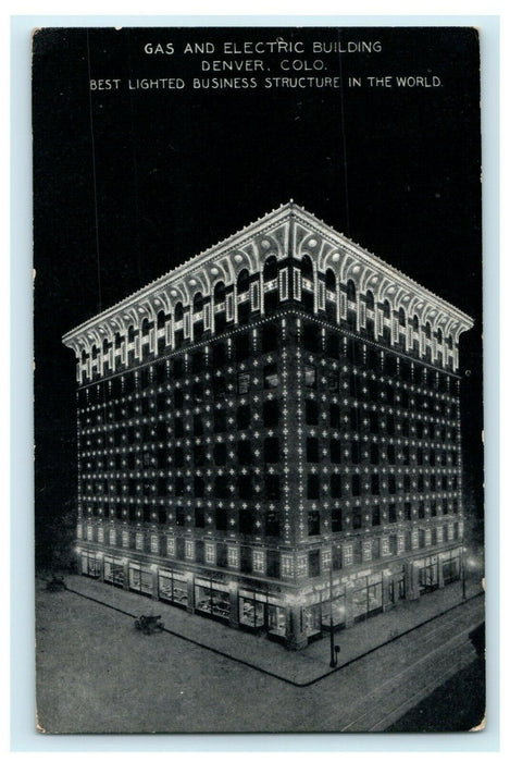 c1910 Gas Electric Building Denver Colorado CO Antique Postcard