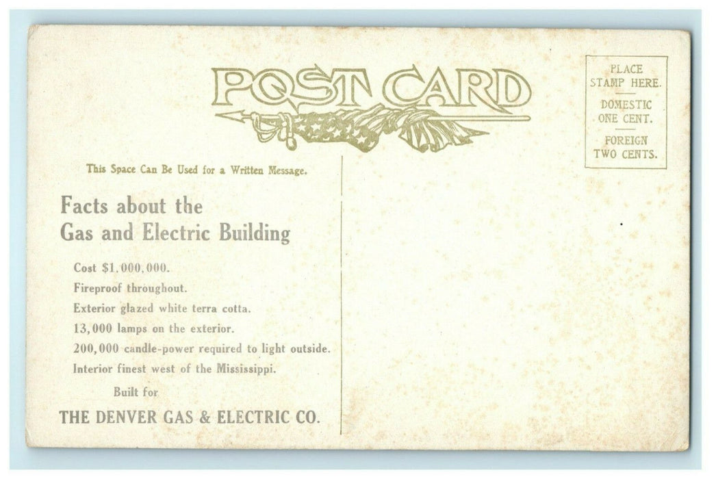 c1910 Gas Electric Building Denver Colorado CO Antique Postcard