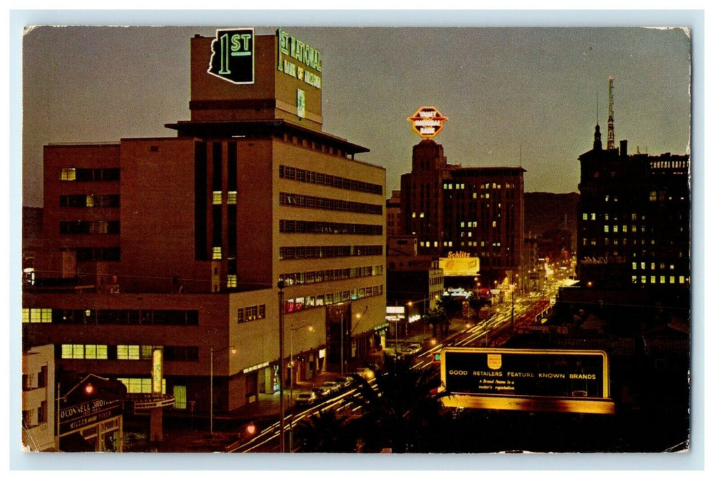 Looking South On North Central Avenue At Night Phoenix Arizona AZ Postcard