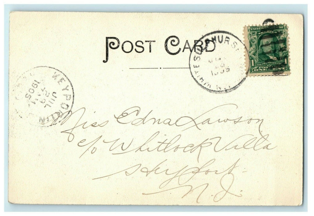 1905 Lake Ophelia O&W Railroad Track Liberty New York NY Posted Antique Postcard