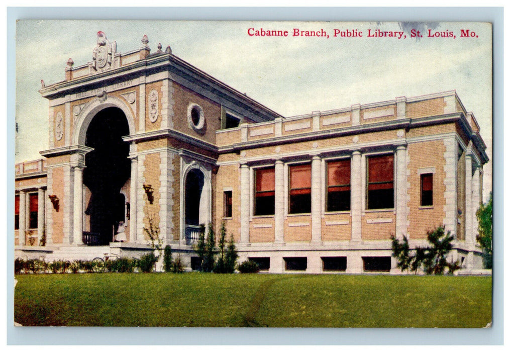 c1910s Cabanne Branch, Public Library, St. Louis Missouri MO Postcard