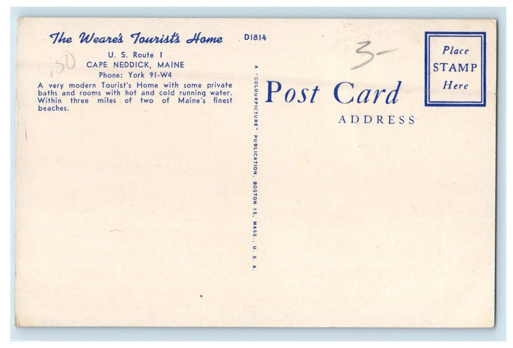 The Weare's Tourist Home Cape Neddick Maine ME Unposted Vintage Postcard