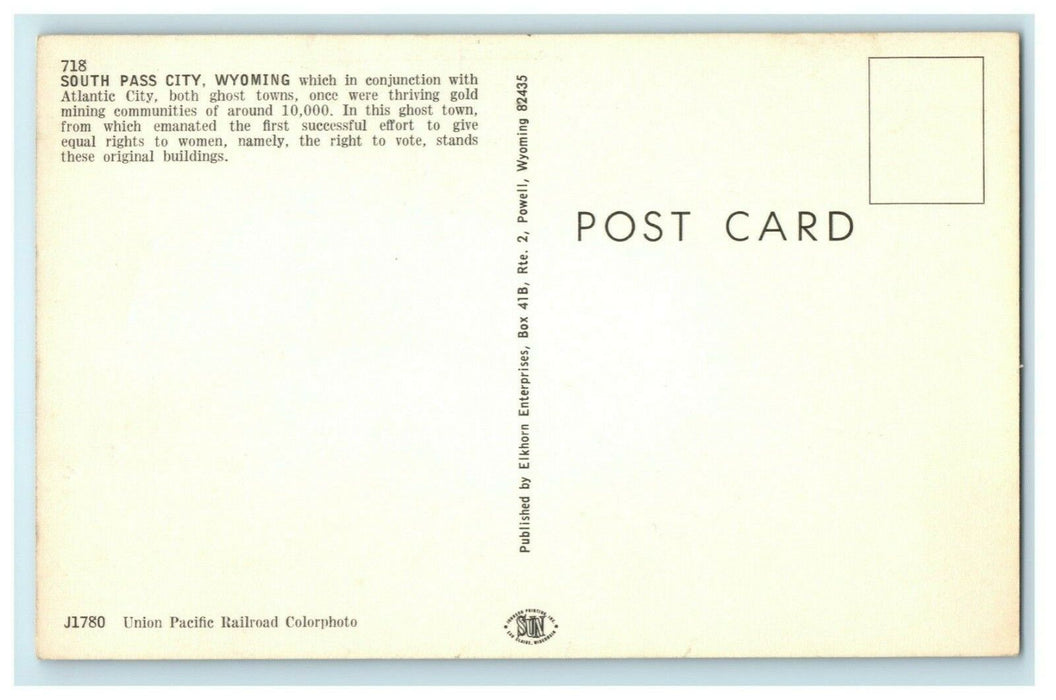 c1960's South Pass City Wyoming WY Ghost Town Vintage Postcard