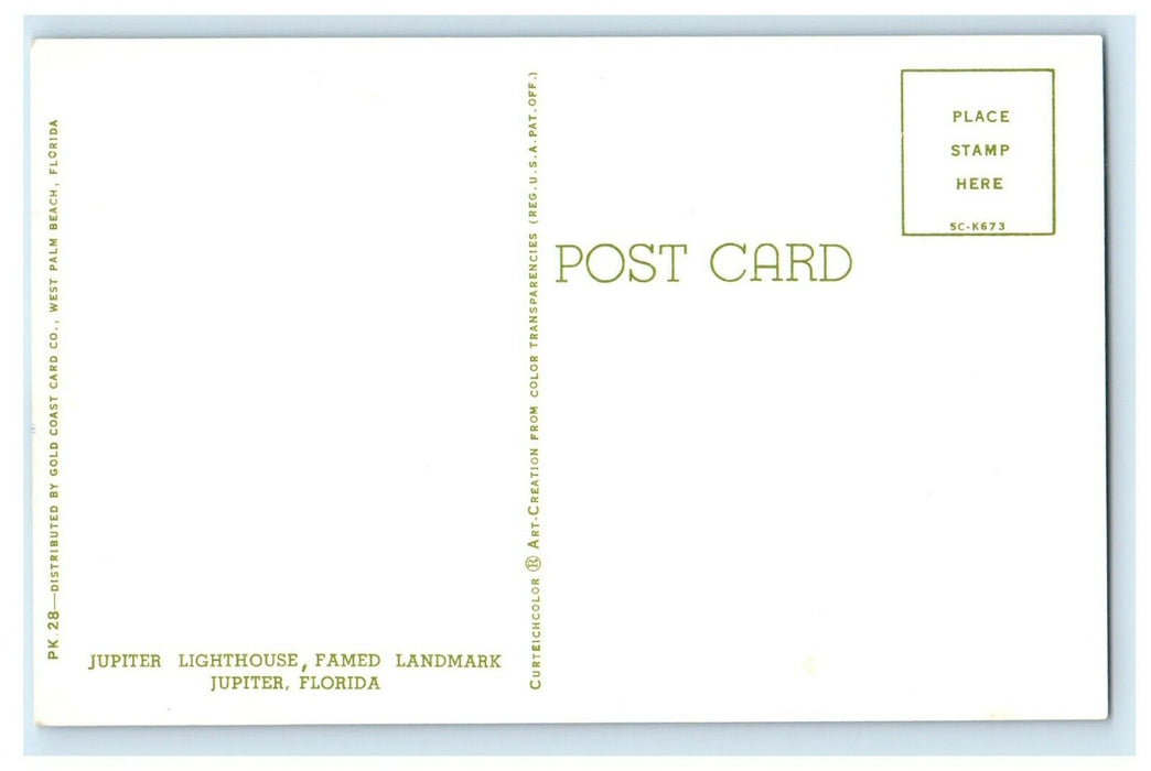 c1950's Jupiter Lighthouse Famed Landmark Boat Jupiter Florida FL Postcard