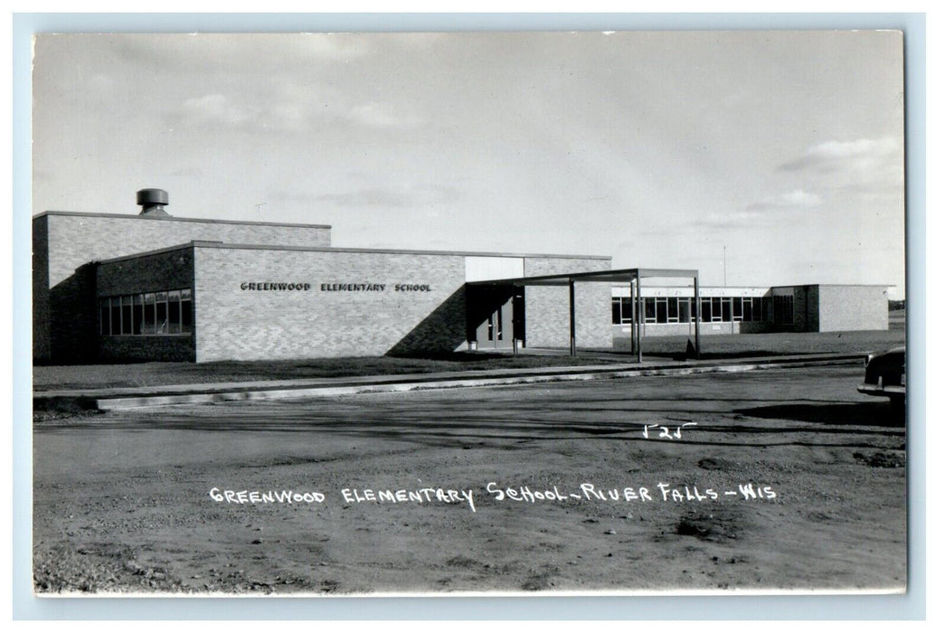 c1950's Greenwood Elementary School River Falls Wisconsin WI RPPC Photo Postcard