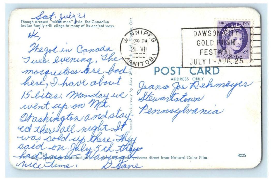 1932 Though Dressed White Man Canadian Indian Winnipeg Manitoba CA Postcard