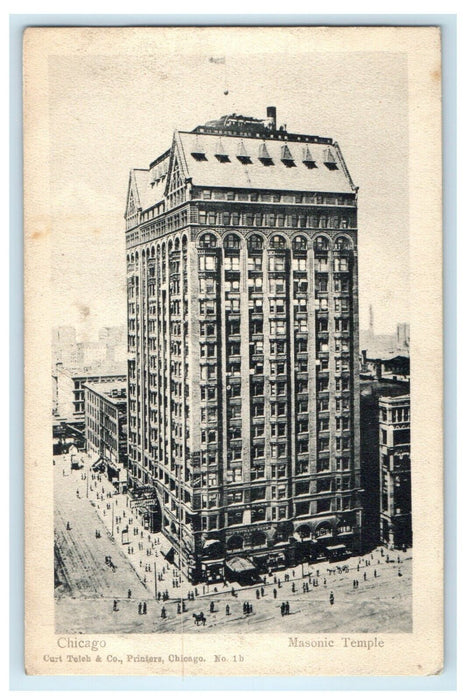 c1905 A View Of Masonic Temple Building Chicago Illinois IL Antique Postcard