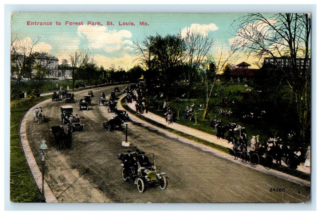 1911 Entrance to Forest Park, St. Louis Missouri MO Antique Posted Postcard