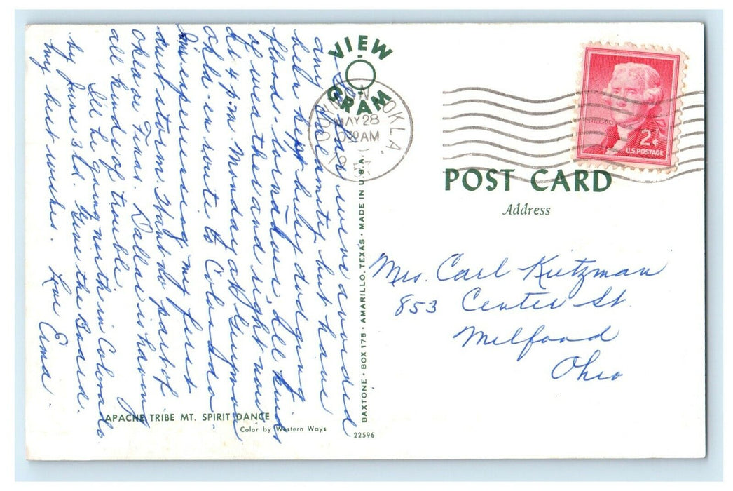 1957 Apache Tribe Mt. Spirit Dance Guymon Oklahoma OK Posted Vintage Postcard