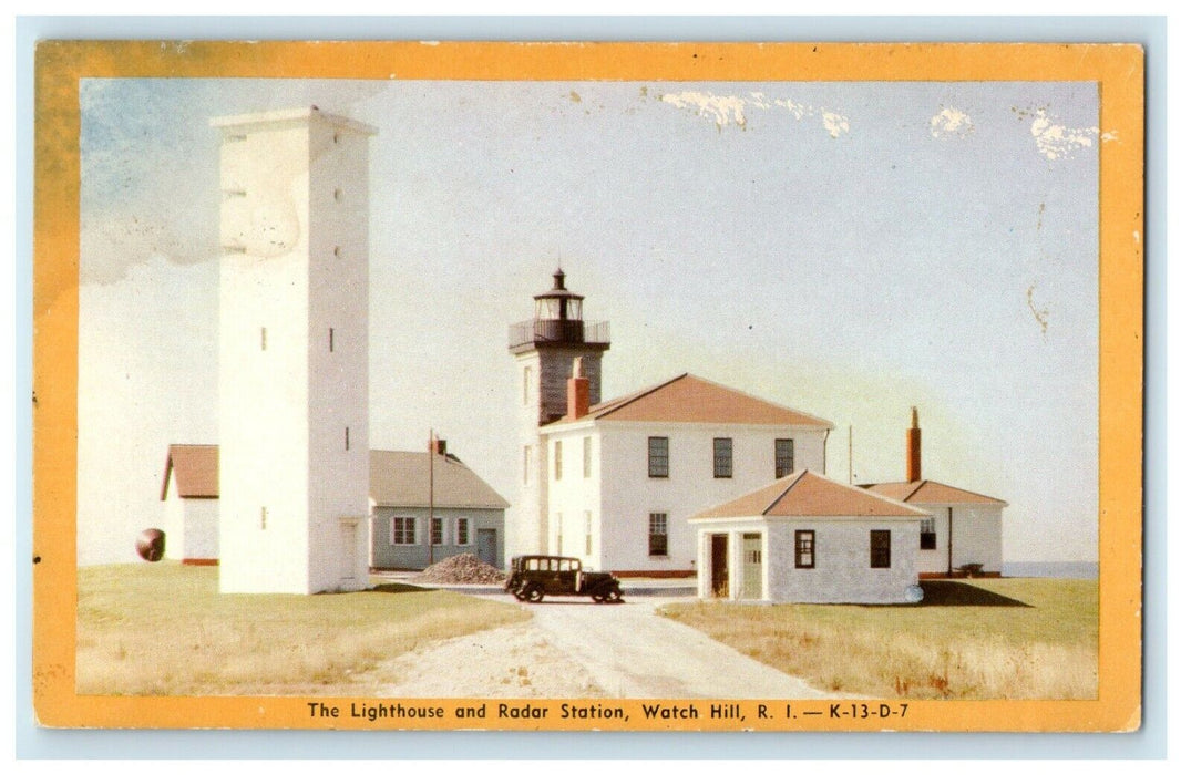 The Lighthouse And Radar Station Watch Hill Rhode Island RI Vintage Postcard