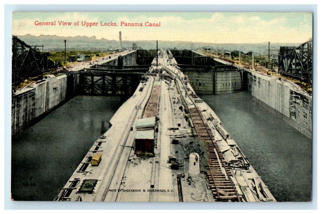c1910s General View of Upper Locks, Panama Canal Foreign Unposted Postcard