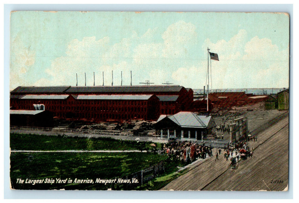 1942 Largest American Ship Yard Newport News Virginia VA Brookfield VT Postcard