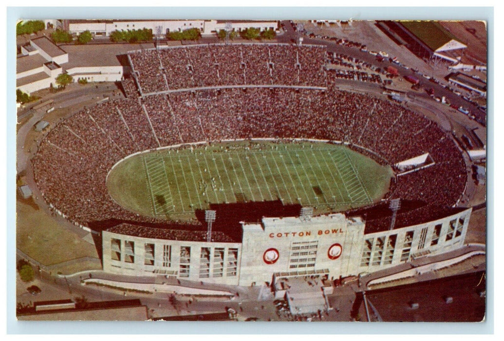 1954 Aerial View Cotton Bowl Mammoth Stadium Dallas Texas TX Vintage Postcard