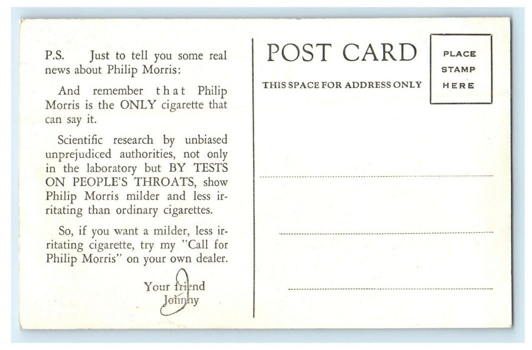 Johnny Phillip Morris Signed Cigarette Advertising Child Boy RPPC Photo Postcard