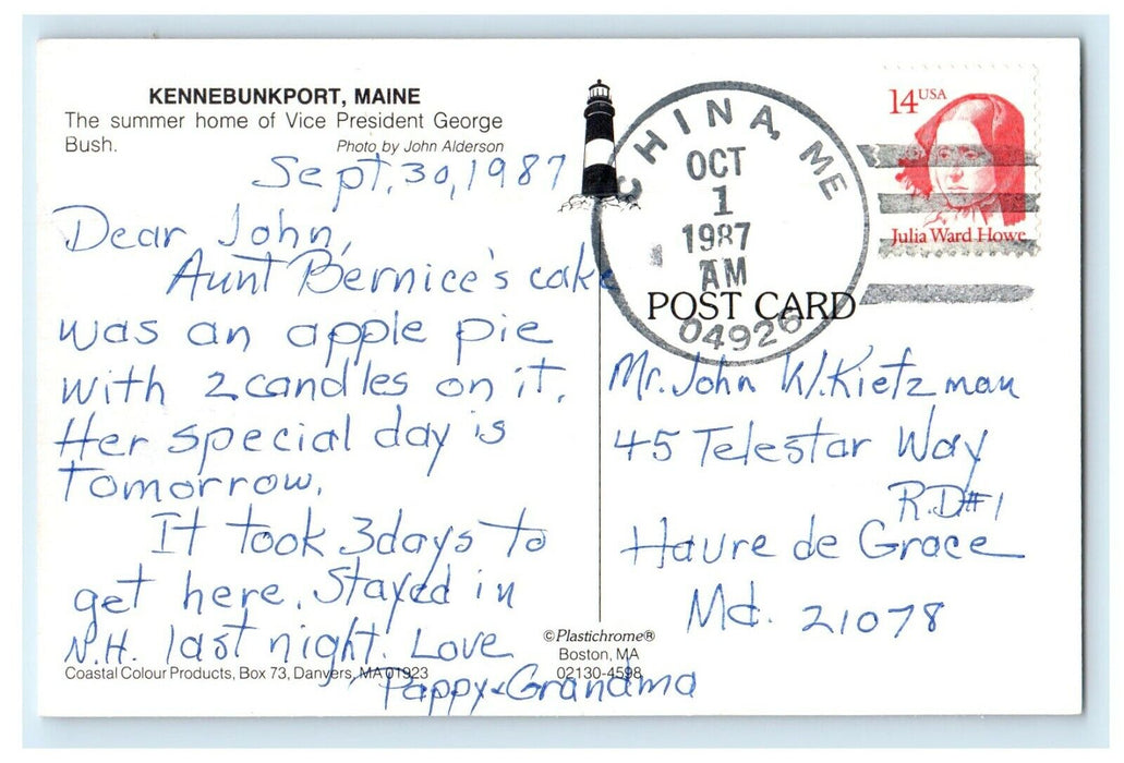 1987 Home Of The Vice President Political Advertising Kennebunkport ME Postcard