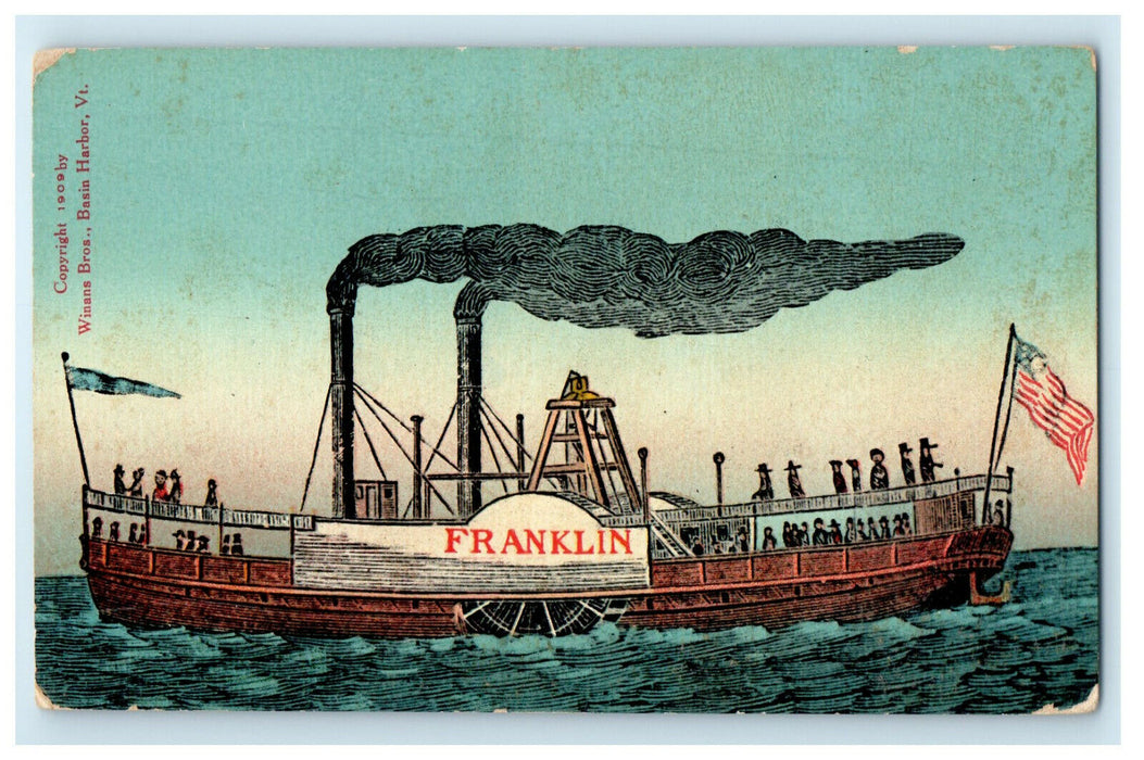 1909 Steamer Franklin By Champlain Transportation Company Unposted Postcard
