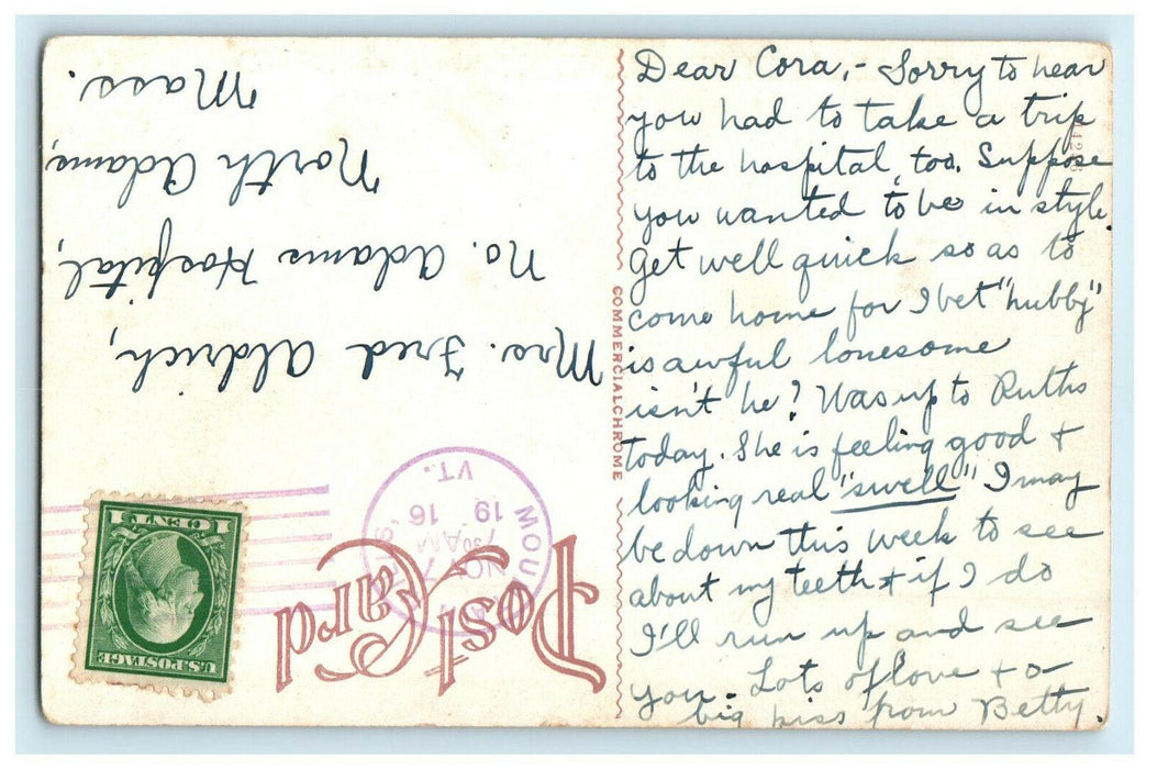 1916 Trees and River View, Greetings from Mountain Mills VT Posted Postcard