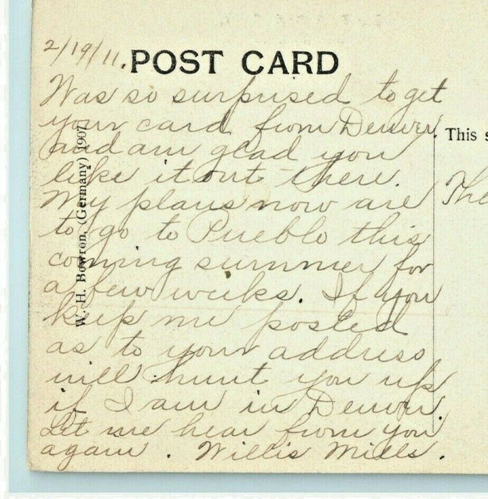 1911 Big Rock Duck Creek Caldwell Ohio OH Posted Antique Postcard