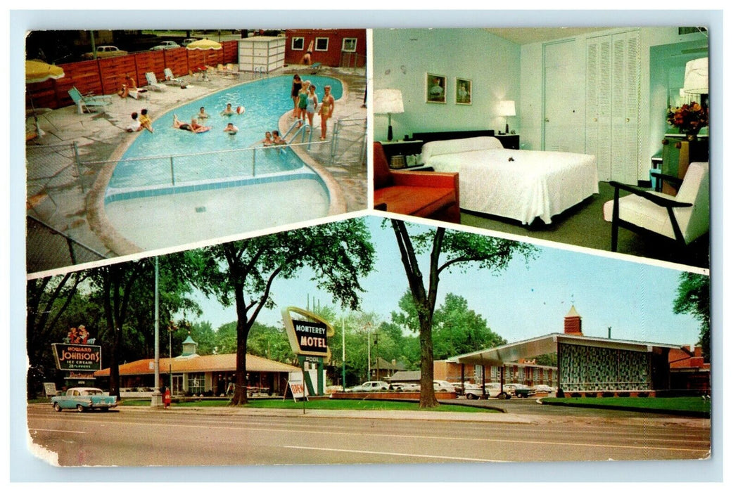 c1950's Multiview Of Monterey Motel Detroit Michigan MI Vintage Postcard