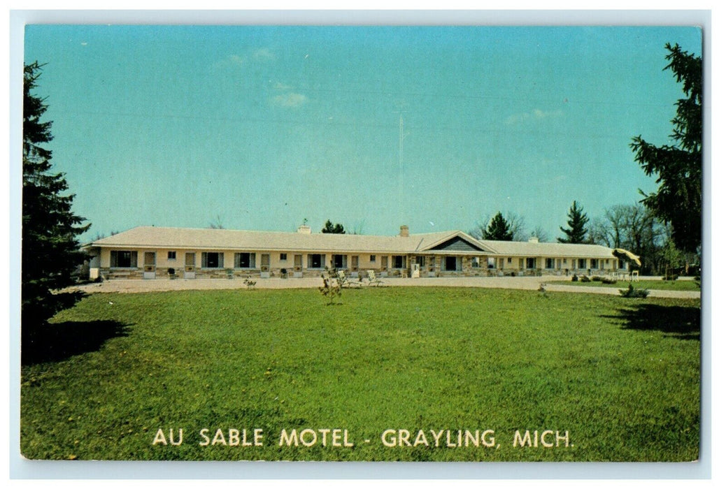 c1950's View Of Au Sable Motel Grayling Michigan MI Unposted Vintage Postcard