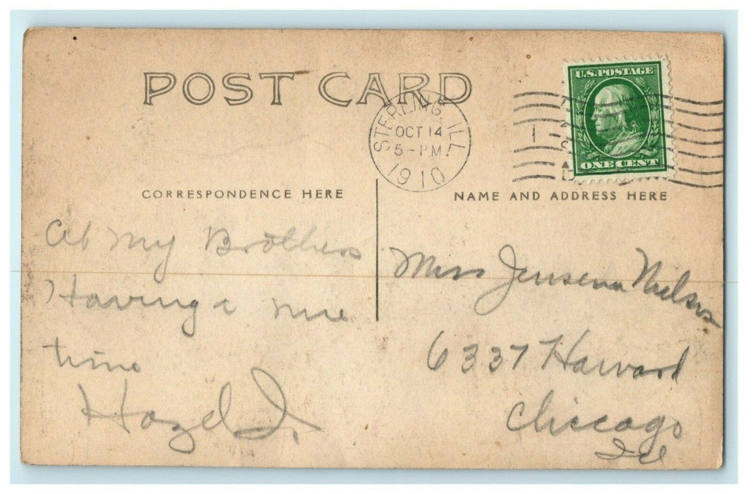 1910 Presbyterian Church Sterling Illinois IL Antique RPPC Photo Postcard