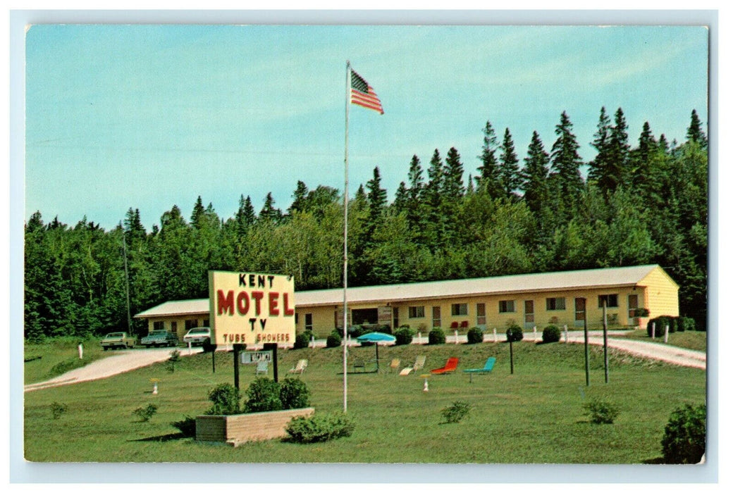 c1960's Kent Motel Overlooking Lake Michigan, Ignace Michigan MI Postcard