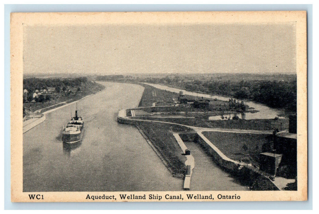 c1940's Aqueduct Welland Ship Canal Welland Ontario Canada Unposted Postcard