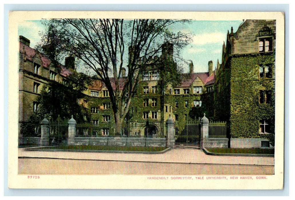 c1910 Vanderbilt Dormitory Yale University Gate New Haven Connecticut Postcard