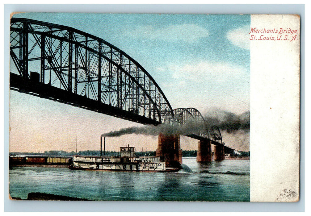 c1905s Steamboat View New McKinley Bridge St. Louis Missouri MO Antique Postcard