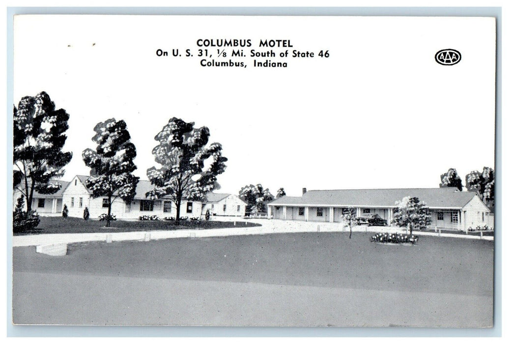 1953 Columbus Motel Sample Model Indiana IN Unposted Postcard
