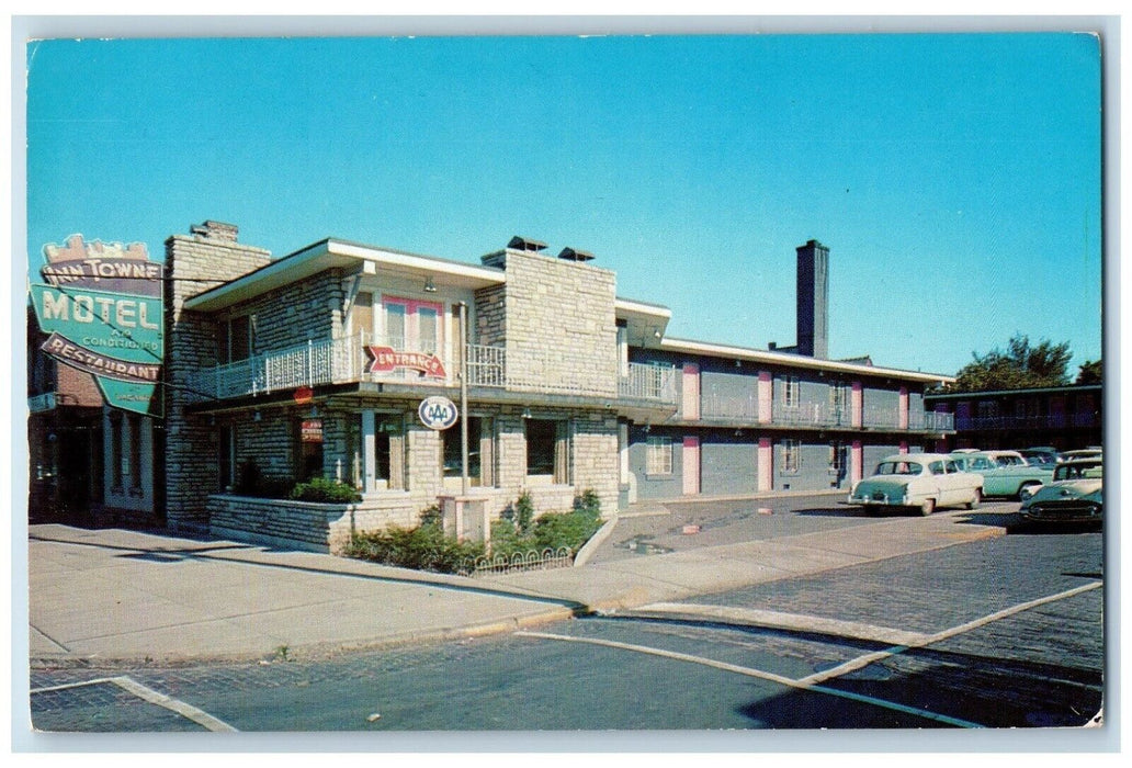 1958 Inn Towel Motel And Restaurant Cars Columbus Ohio OH Vintage Postcard