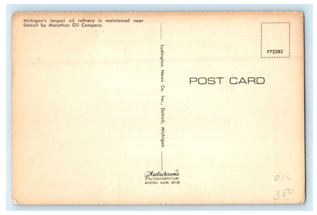 Michigan's Largest Oil Refinery Near Detroit Marathon Oil Company Postcard