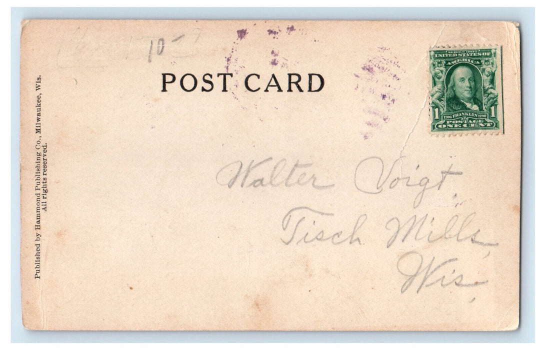1907 Australian Ballot Two Rivers Wisconsin WI Posted Antique Red Postcard