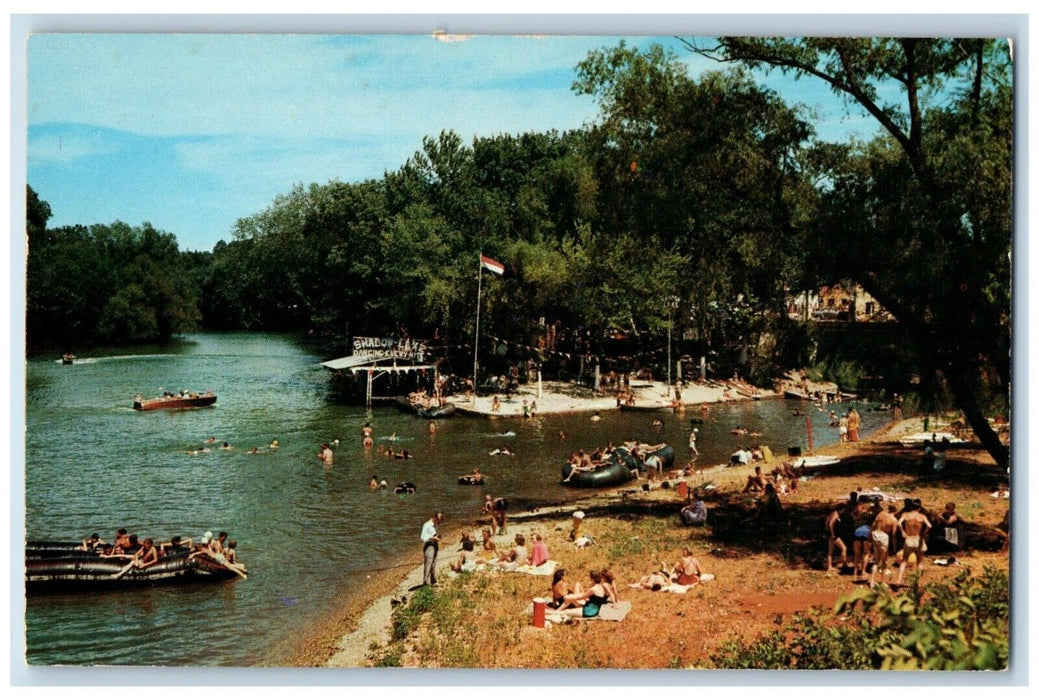 Shadow Lake Beach At Noel MO, Swimming Boating In The Ozark Playground Postcard