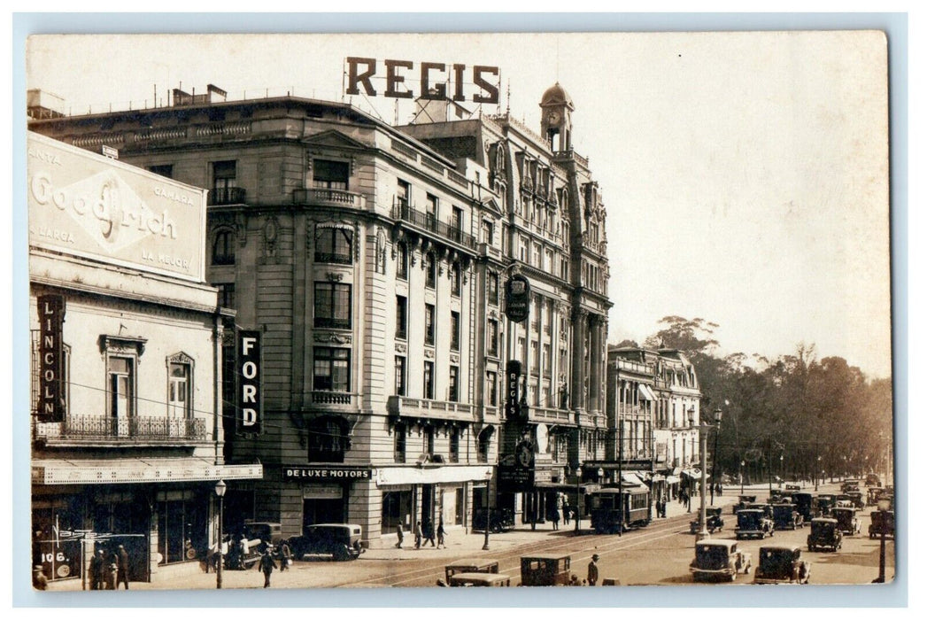 1934 Regis Hotel Building Cars Mexico City Mexico RPPC Photo Vintage Postcard