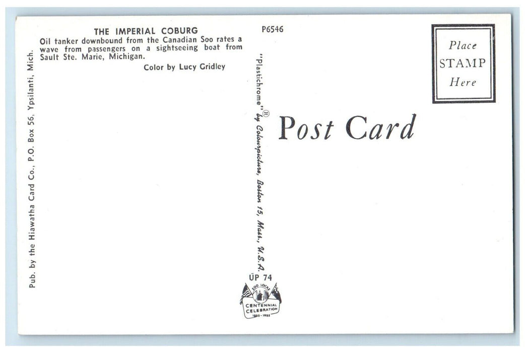 The Imperial Coburg Oil Tanker Ship Sault Ste. Marie Michigan MI Postcard