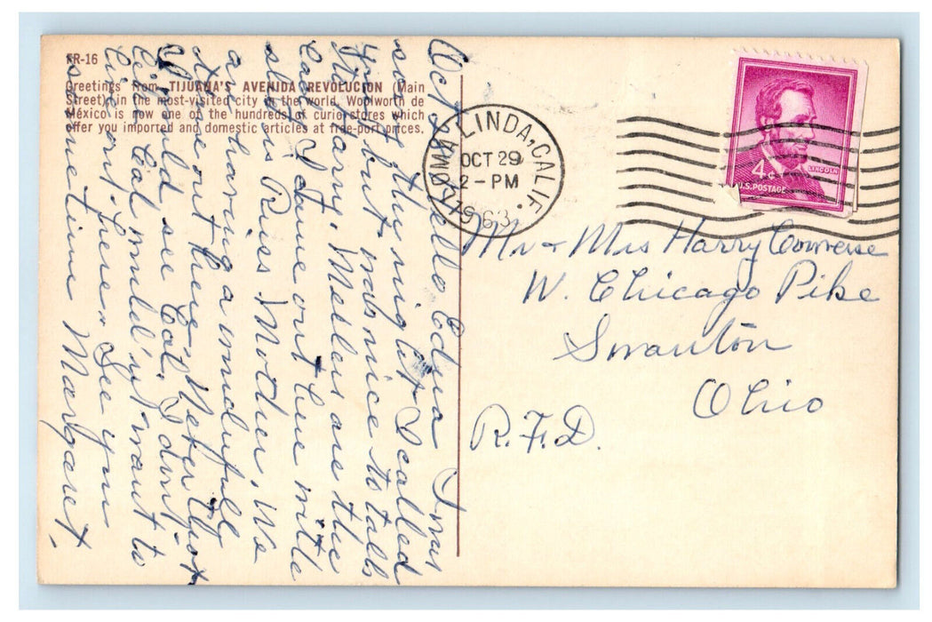 1963 Nacho Store, Hotel, Greetings from Tijuana's Avenida Revolucion MX Postcard
