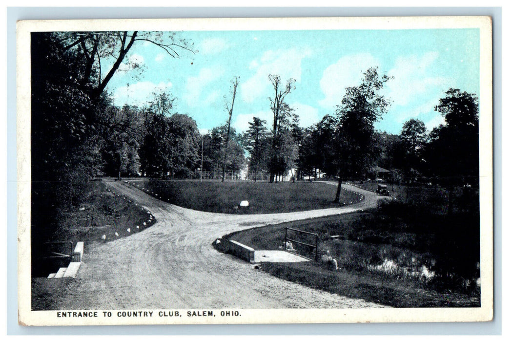 1937 Entrance to Country Club Salem Ohio OH Vintage Posted Postcard