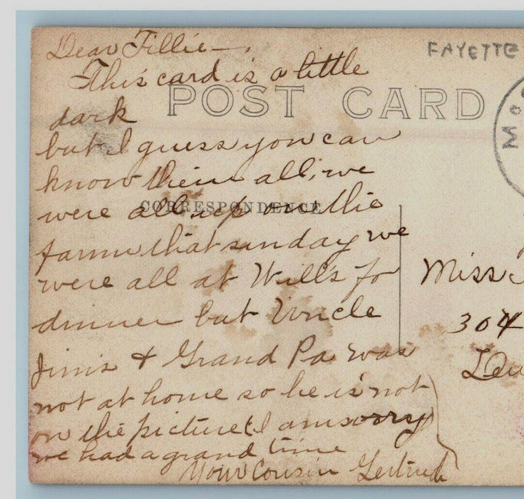 1909 Family Group Children Dog Fayette PA Lewistown McClure RPPC Photo Postcard