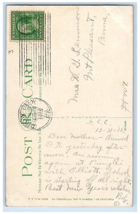 1913 United Presbyterian Church Grove City Pennsylvania PA Postcard