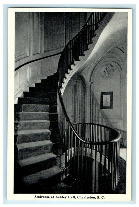 c1940's Staircase At Ashley Hall Charleston South Carolina SC Vintage Postcard