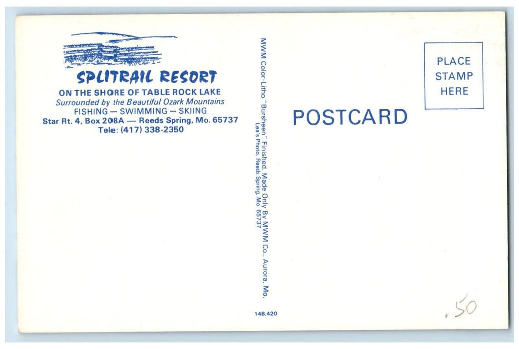 Splitrail Resort On The Shore Table Rock Lane Kitchen Reeds Spring MO Postcard