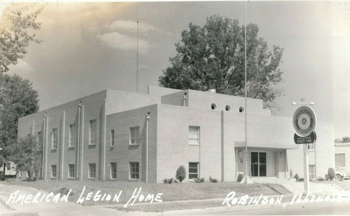 c1950's American Legion Home Robinson Illinois IL Vintage RPPC Photo Postcard
