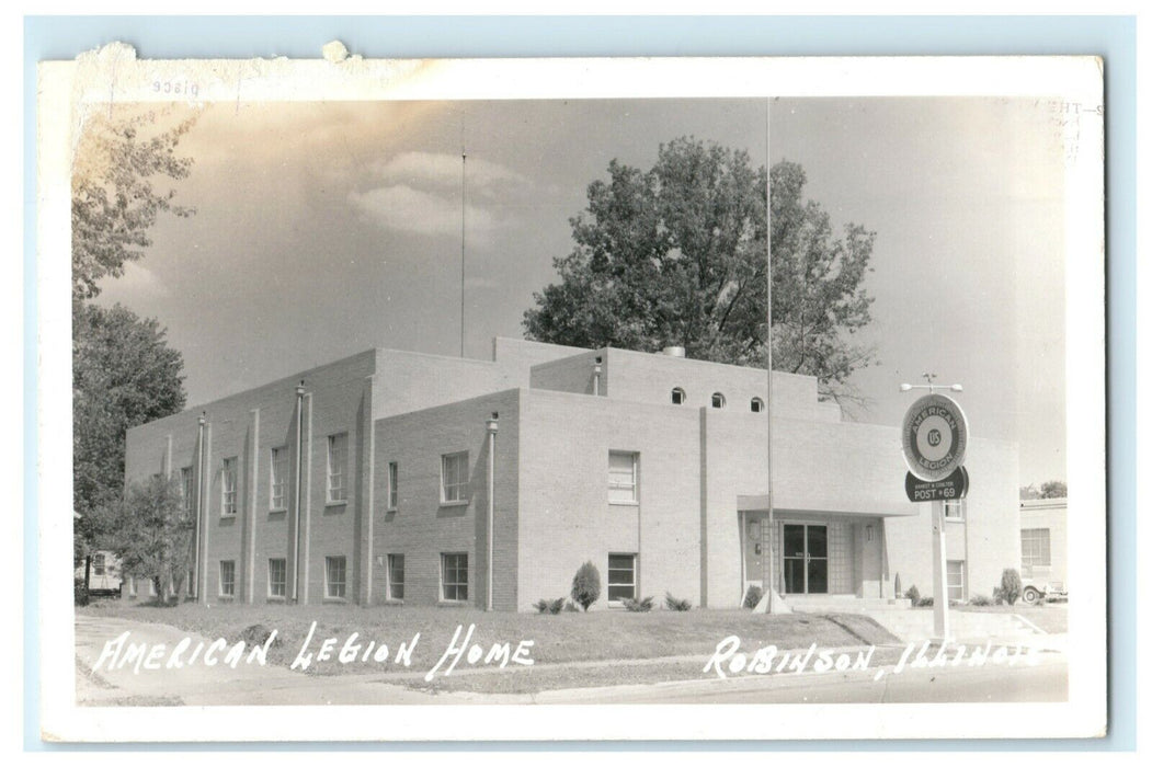 c1950's American Legion Home Robinson Illinois IL Vintage RPPC Photo Postcard