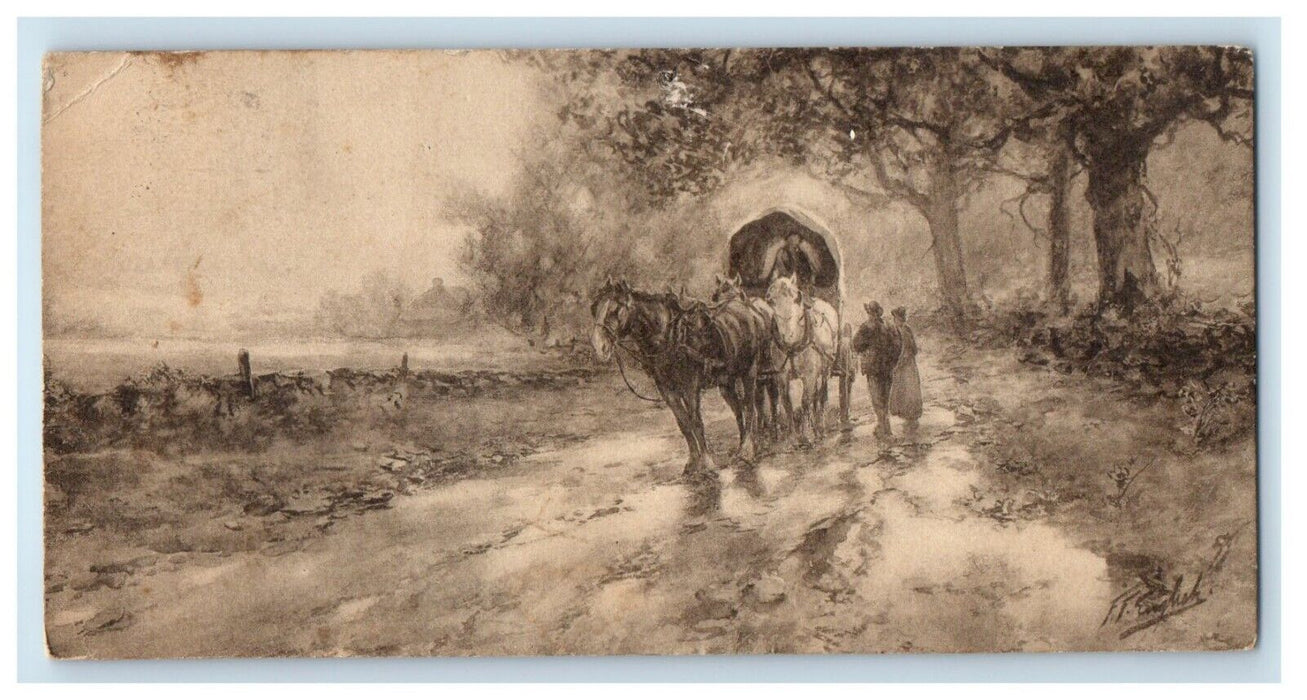 1911 Bookmark Redwood California CA Horse Wagon Art Drawing Postcard