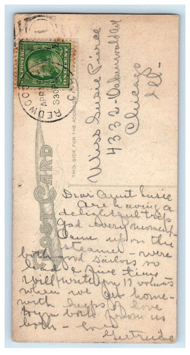 1911 Bookmark Redwood California CA Horse Wagon Art Drawing Postcard