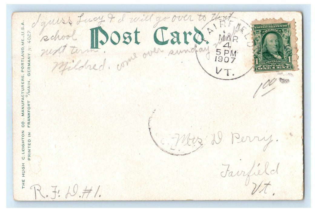 1907 Steamship, Lake Champlain NY at Burlington VT Fairfield VT Postcard