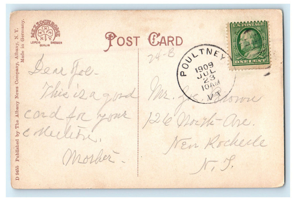 1909 Steamer Robert Fulton, Hudson River Day Line NY Poultney VT Postcard