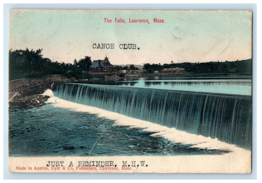 1905 View Of The Falls Lawrence Massachusetts MA, Waterfalls Antique Postcard