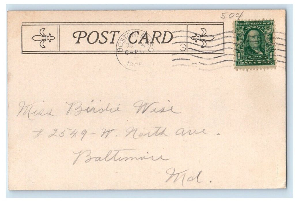 1906 Greetings From Boston Massachusetts MA, Baked Beans Antique Postcard